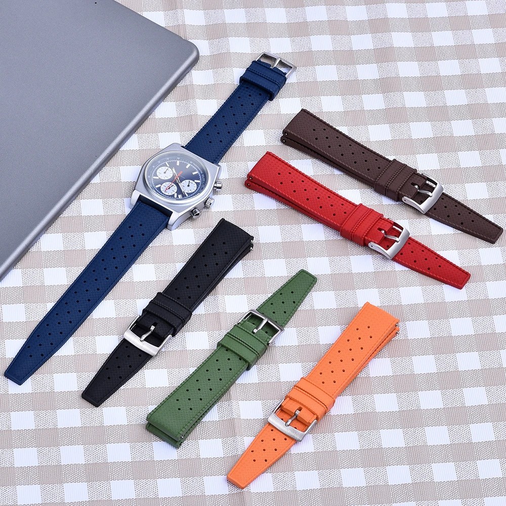 Premium FKM Rubber Watch Strap 20mm 22mm Quick Release Tropical Watch Band