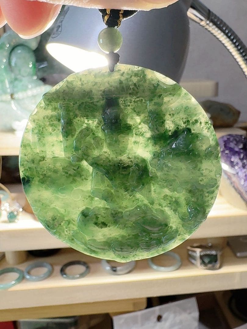 Japanese jade necklace CS0477 Natural Jade (Guaranteed Authenticity) “Kokuzo Bod