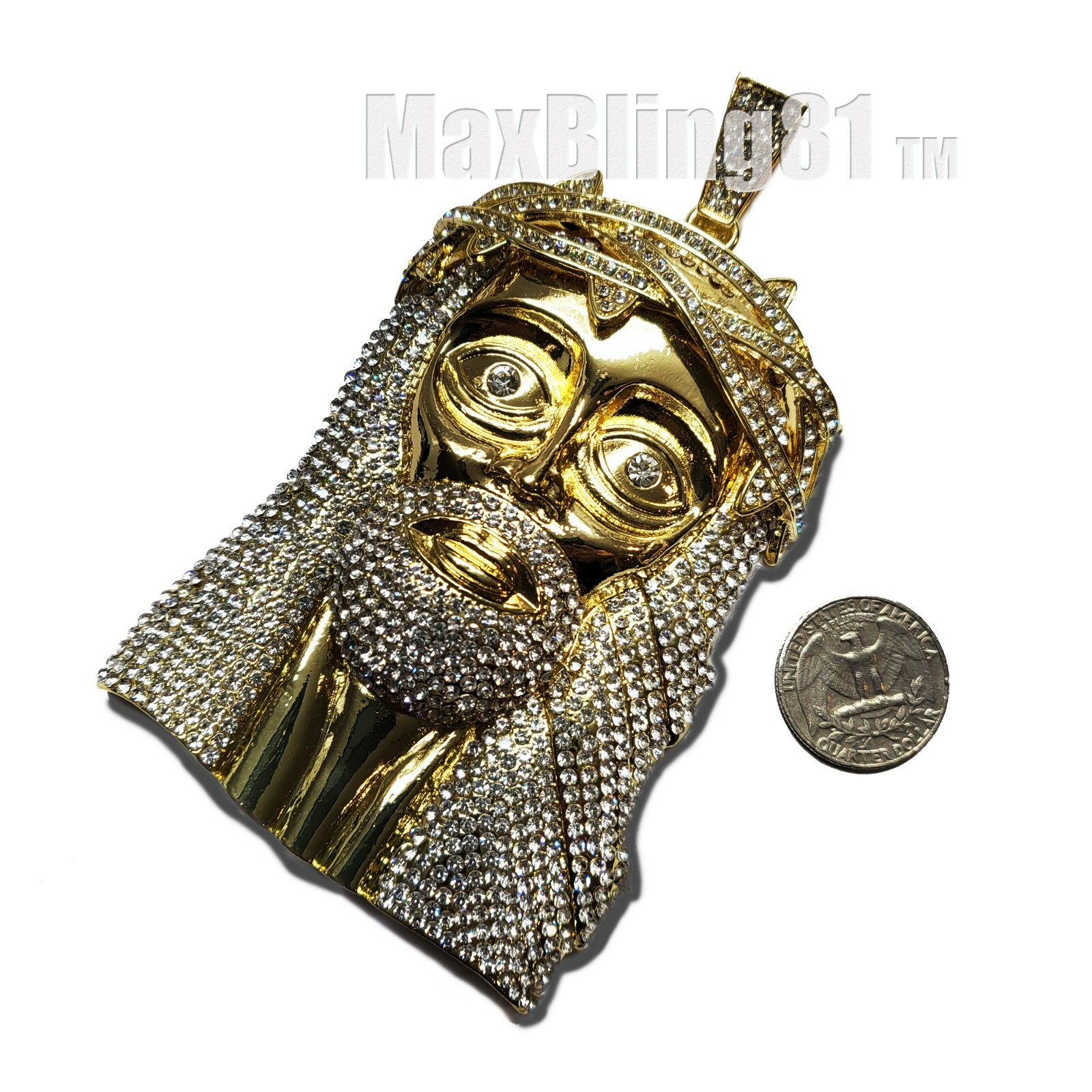 HIP HOP STYLE ICED GOLD SILVER PLATED BLING XXL LARGE JUMBO JESUS HEAD PENDANT