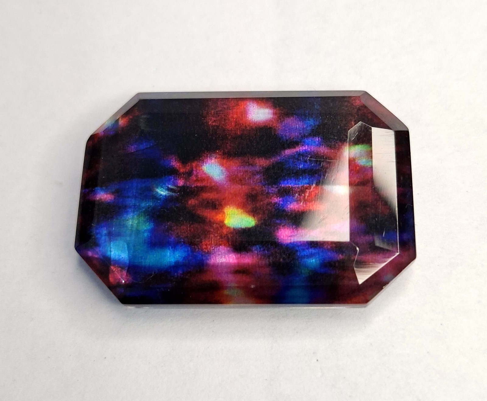 Natural Ammolite Opal Like Organic Emerald Cut 40-42 Ct Loose Gemstone RK868
