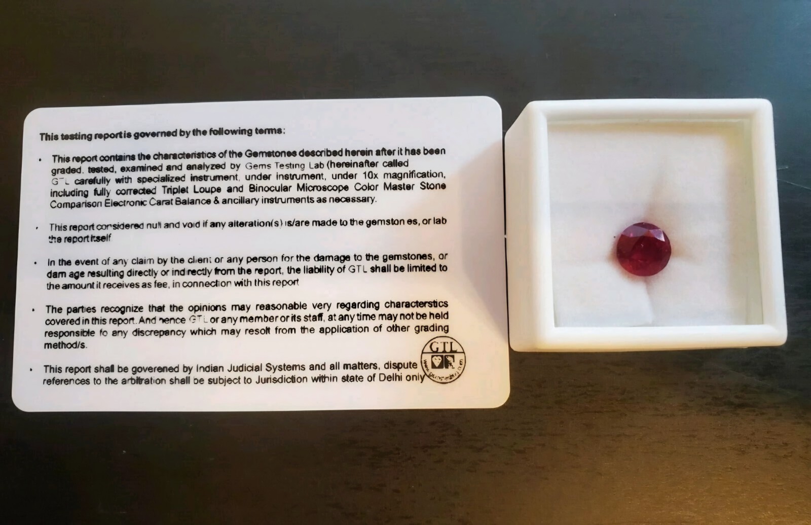 2.70 Ct VVS1 w GTL Certificate Natural Mozambique Red Ruby Round