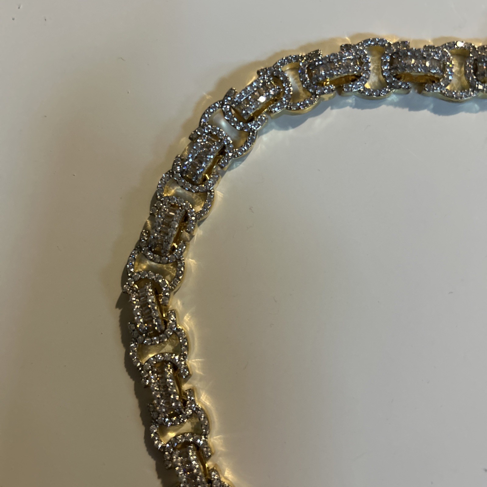 iced out cuban link chain Baguette Style ByzantineLink Chain Necklace 21 Inches