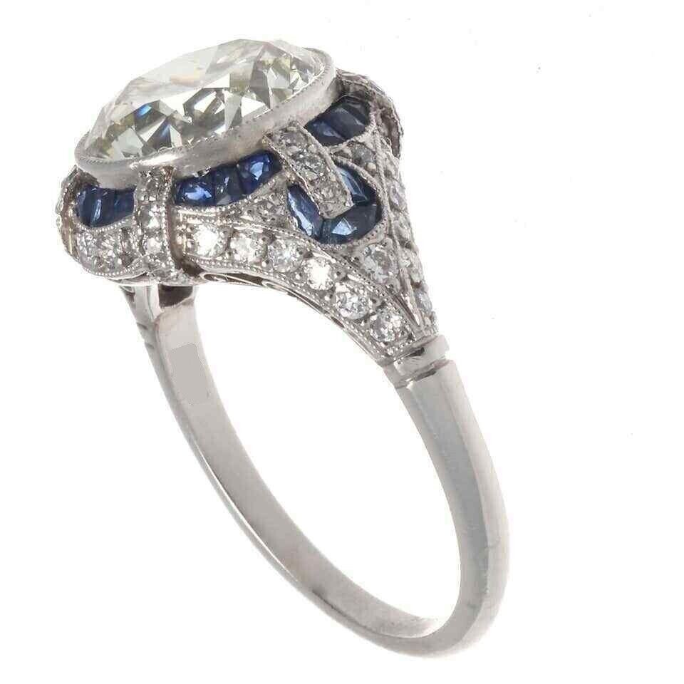 Art Deco Style 3.00 Ct Lab-Created Diamond Engagement Ring 925 Sterling Silver