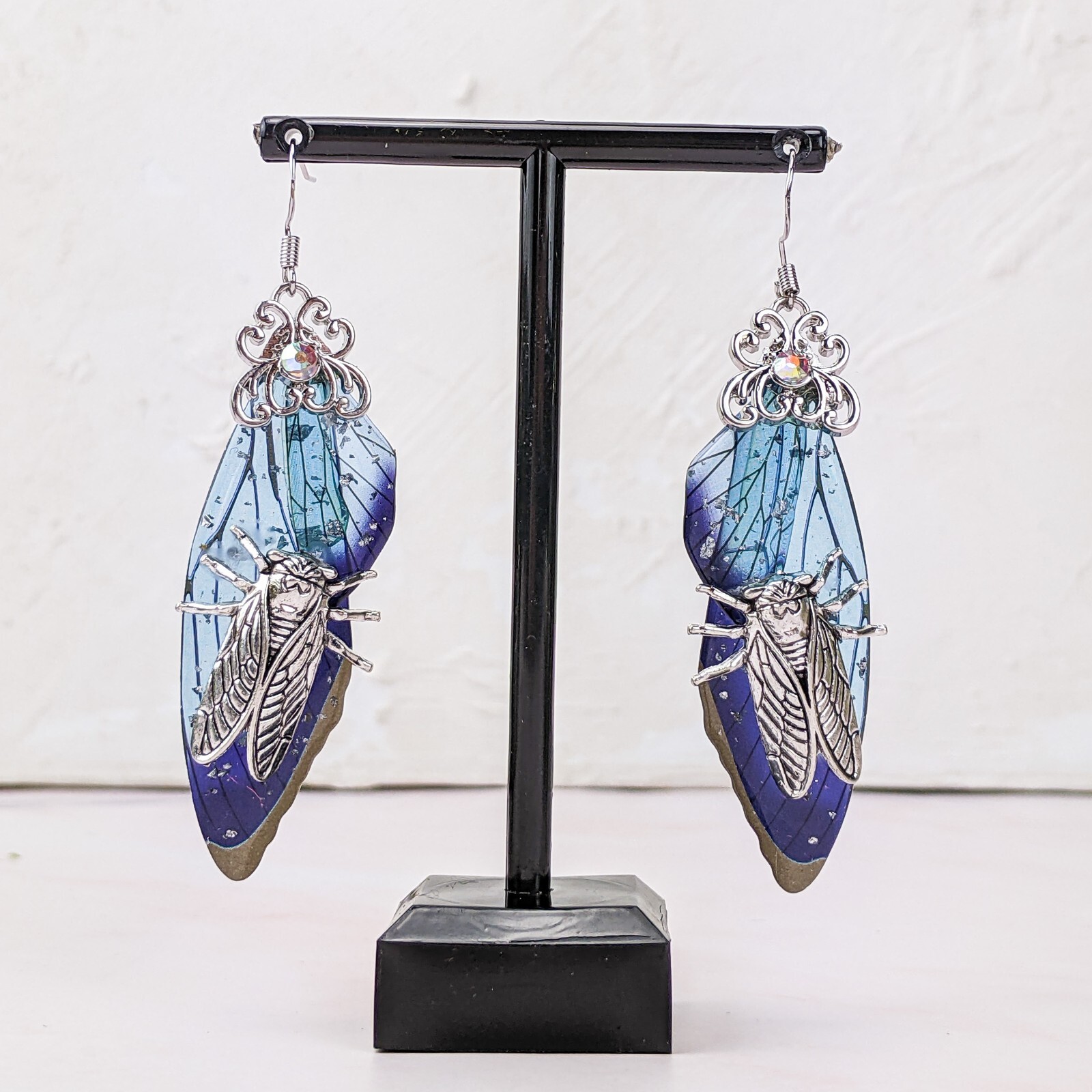 f40g Locust wing & locust earrings jewelry curiosities oddities insect cicada
