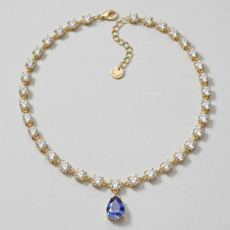 Charter Club Crystal and Stone Teardrop Lariat Necklace, 17 + 2 Extender