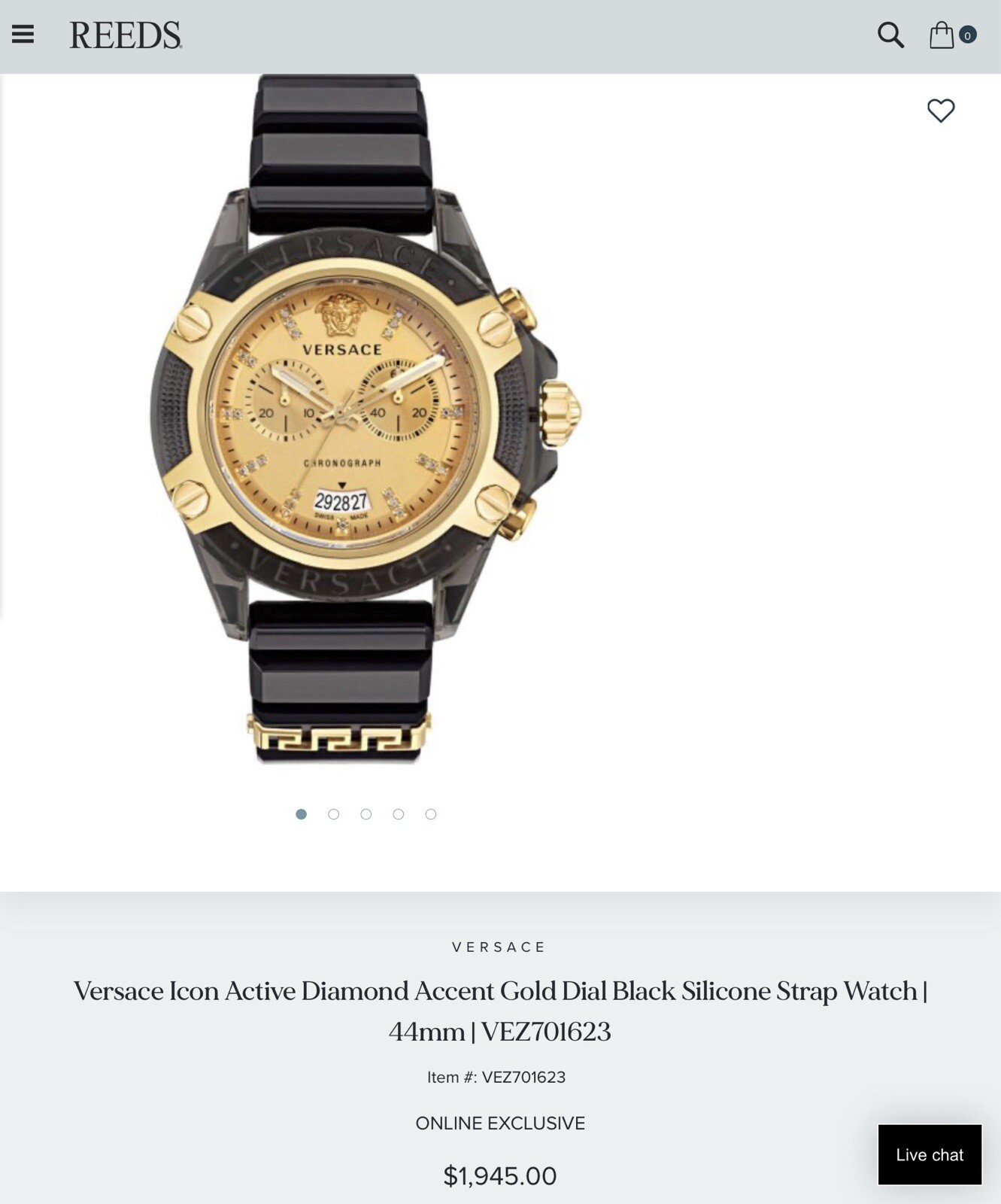 Last One Exclusive VERSACE Icon Active Diamond & 18K Gold Ed. Chrono $1,945.00