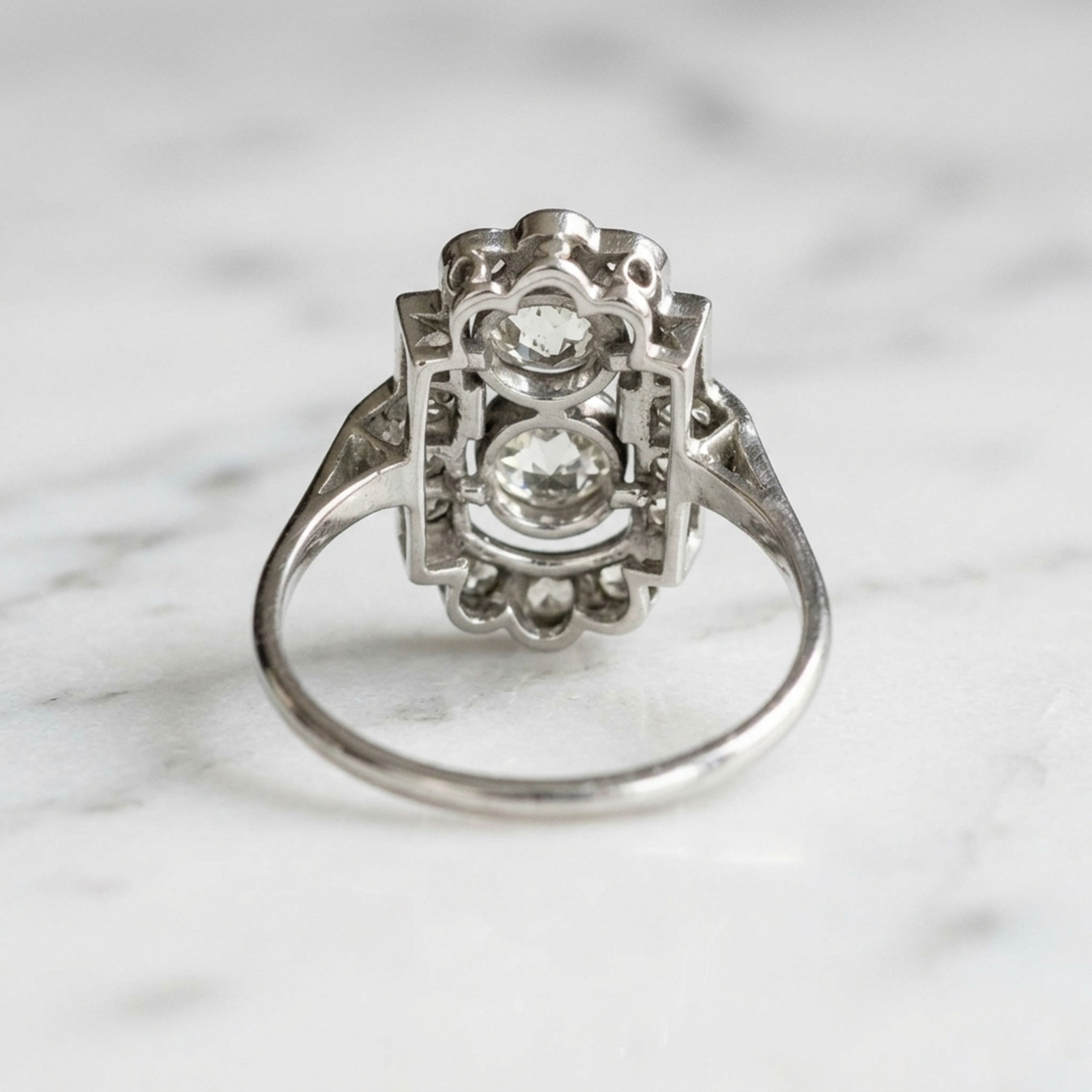 Old European Cut Lab Created Diamond 14K Gold Victorian Toi Et Moi Wedding Ring