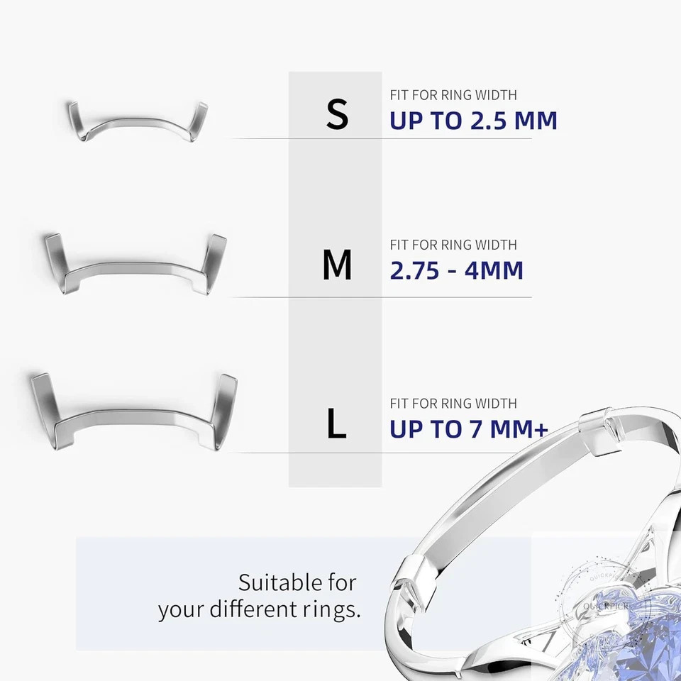 9 Pack Filled Silver Metal Ring Guard,Invisible Ring Size Adjuster Set for Loose