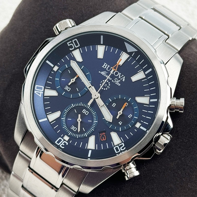 Bulova Marine Star 96B256 Blue Dial Men’s Chronograph Quartz Watch 43mm