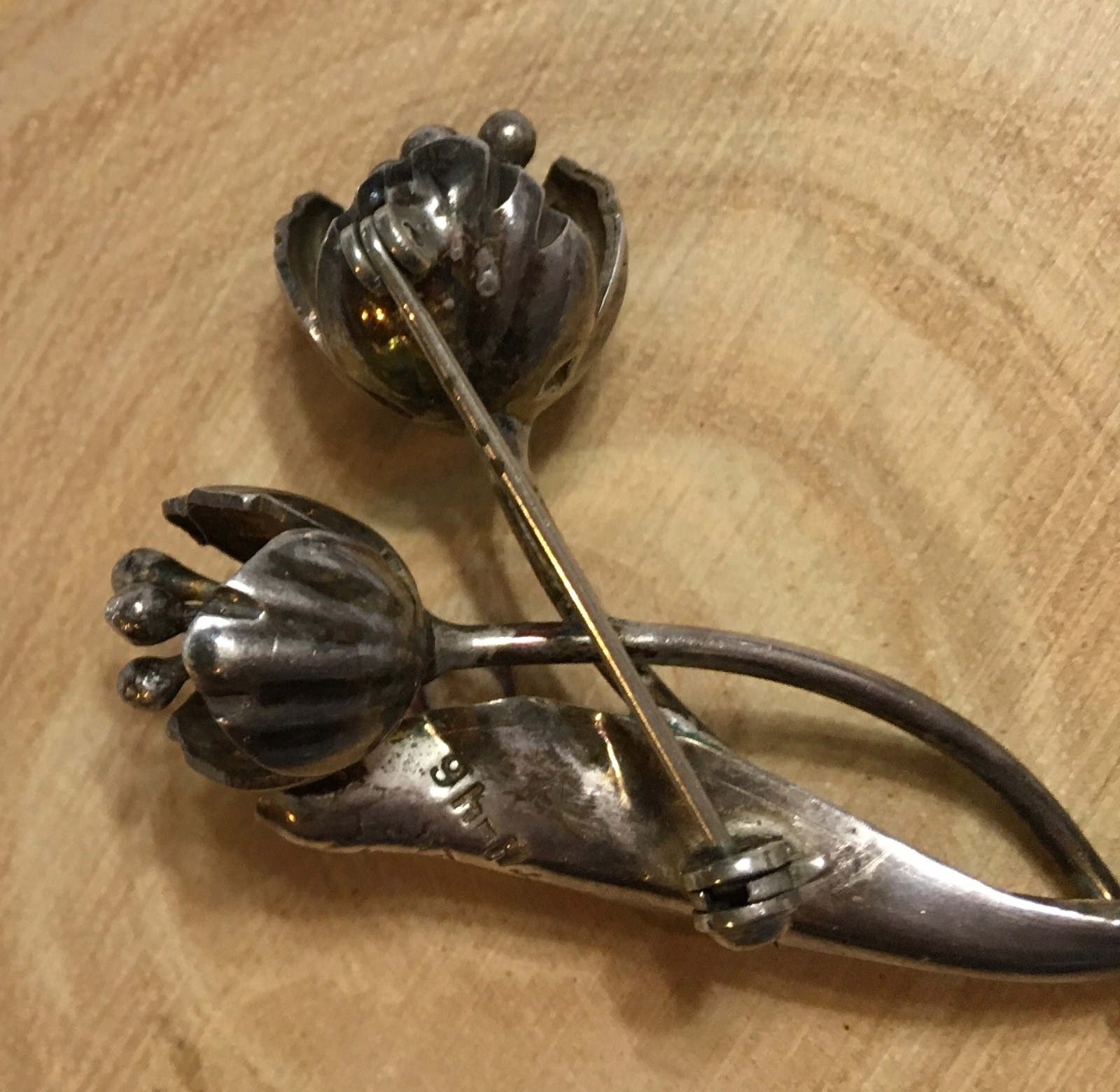 VTG Sterling Silver Flower Sculptured Artisan Brooch Pin SS-J-26