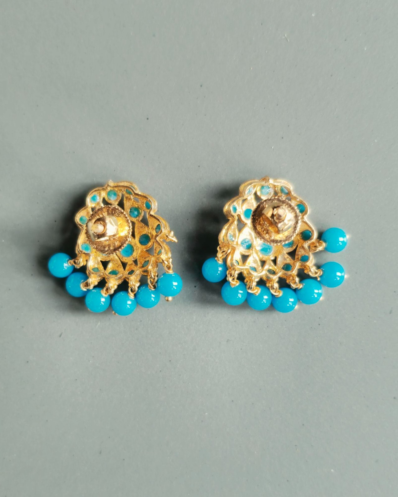 22k Gold and Turquoise Vintage Earrings – 9.5g -Preowned in Excellent Condtion