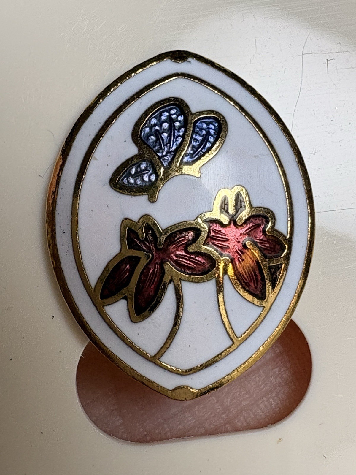 Vintage Cloisonne Clip On Earrings Colorful Floral Pattern – NOS