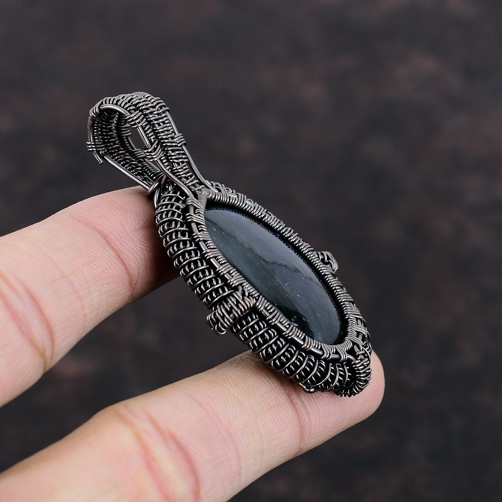 Labradorite Gemstone Jewelry Copper Gift For Bestie Wire Wrapped Pendant 2.56″