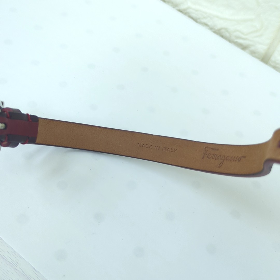 Salvatore Ferragamo Bracelet Wrap Made in Italy Leather Red Approx. 25.5cm