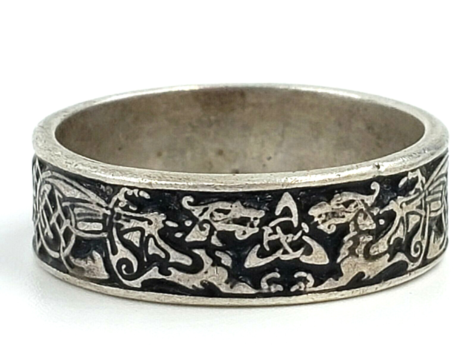 PEPI Sterling Silver Ring Size 9 Triquetra Dragon Celtic Knot Wiccan Pagan Goth