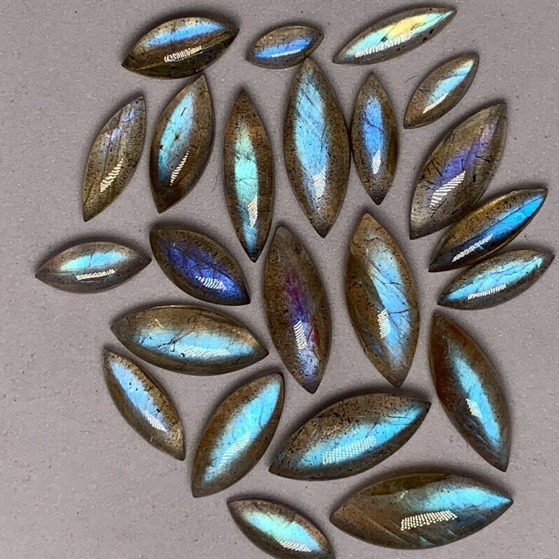 AAAAA Excellent Labradorite Lot Marquise Shape Cabochon Blue Fire 4×10-8×18 MM