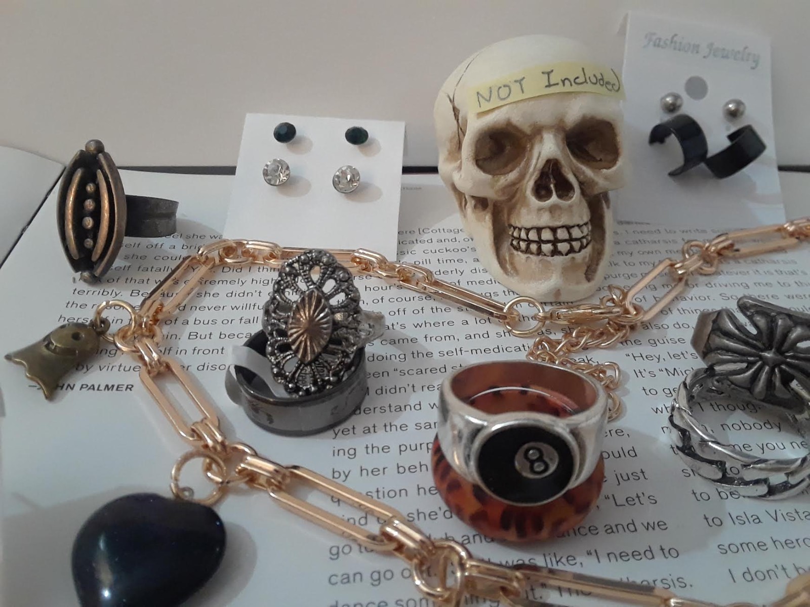 Rockabilly, Punk, Mixed Jewelry Lot – Skull, Spider web, Wolf, Spikes, Goth, Emo