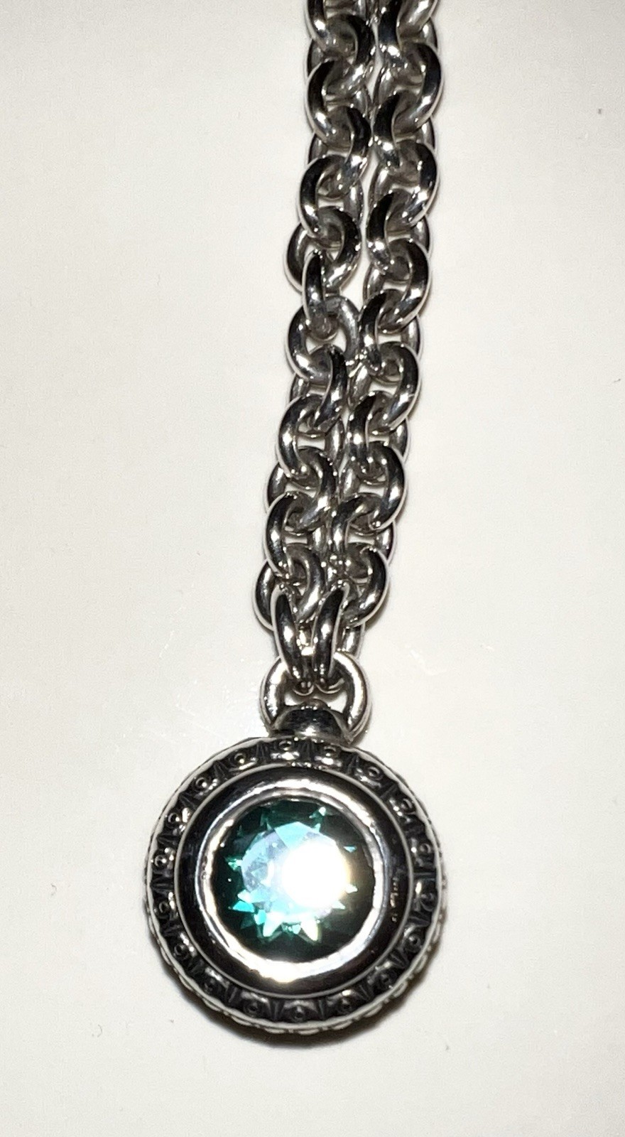David & Ronnie Necklace 21.5” Silver (925) w 14K Accents, Lab Created Emerald