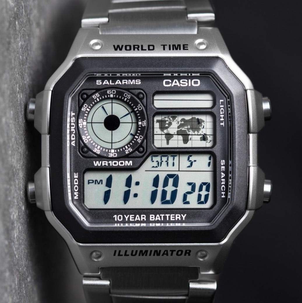 Casio Royale World Time Stainless Steel Men’s Digital Watch AE-1200WHD-1AVEF UK