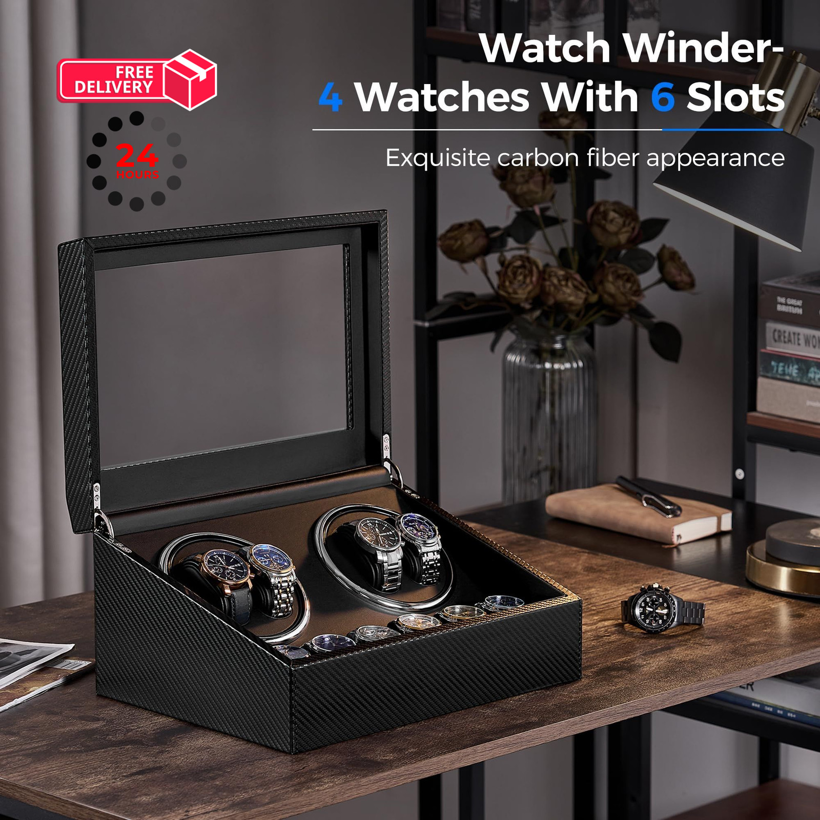 ANWBROAD Watch Winders for Automatic 15.94 x 7.67 x 11.81 inches, Black