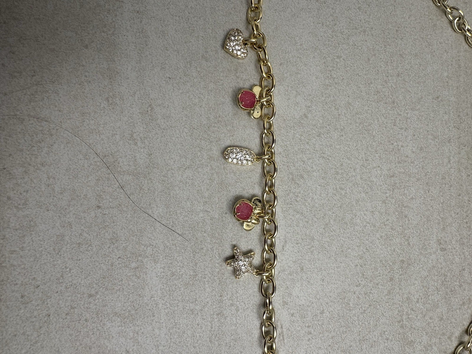 Kendra Scott Disney Mickey & Minnie Mouse Charm Necklace Pink White Gold Tone