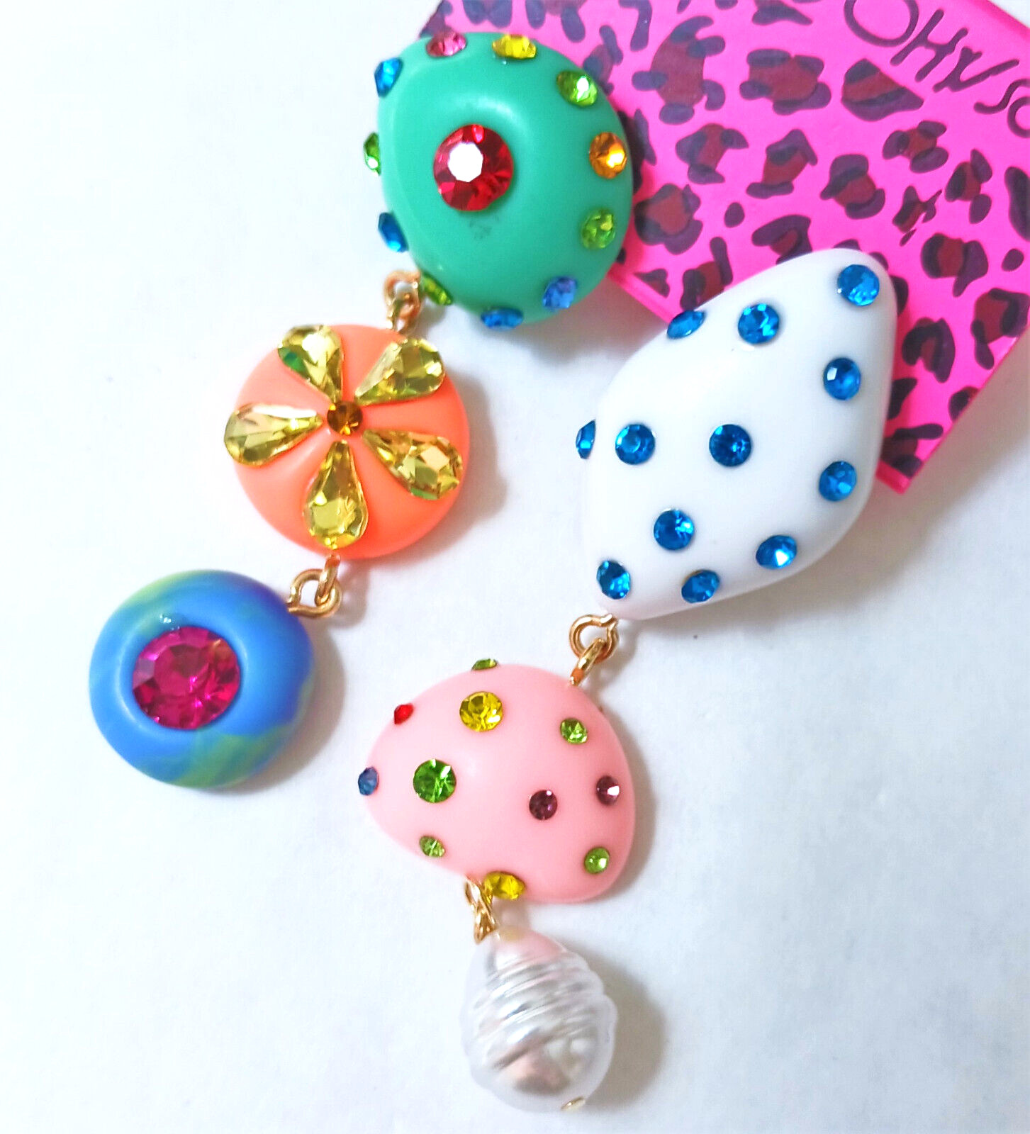 Funky RAINBOW Color FRUIT Flower Pearl TASSEL Betsey Johnson Dangle Earrings H5