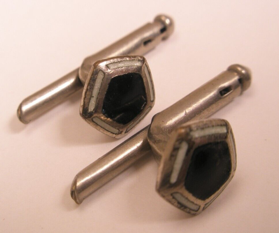 SINGLES (2) 5/16″ Pentagon Black Vintage Formal Tux Prom Groom Shirt Stud b237