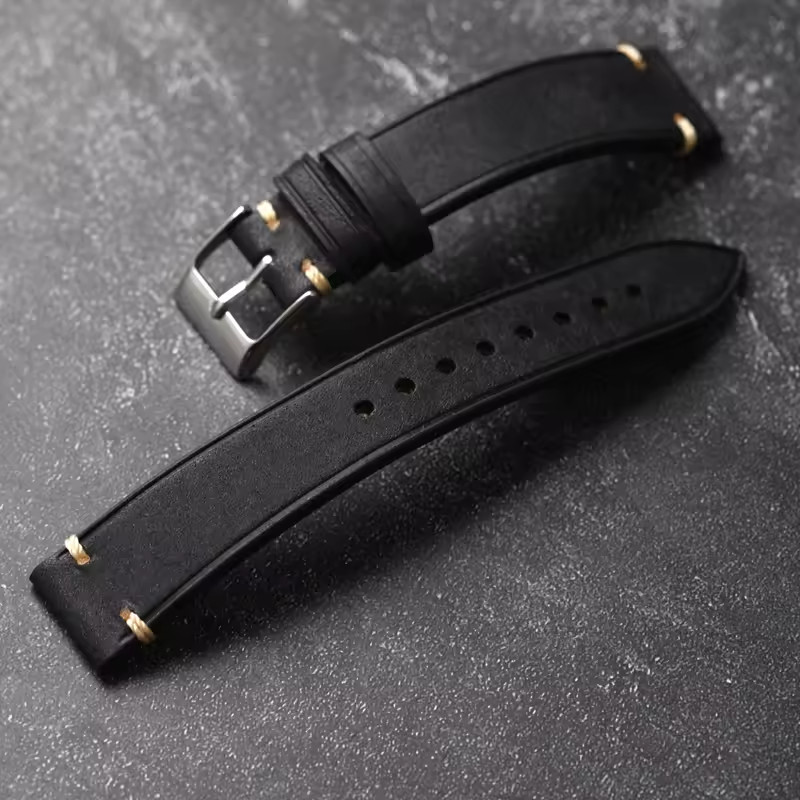 Handmade Italian Pueblo Leather Watch Strap 18-22mm Men’s Vintage Watch Band