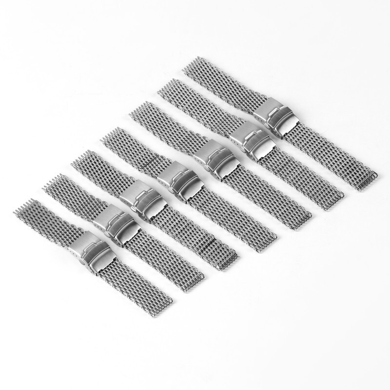 Premium Stainless Steel Watch Band Strap Mesh Braided Double Push Button 20/22mm