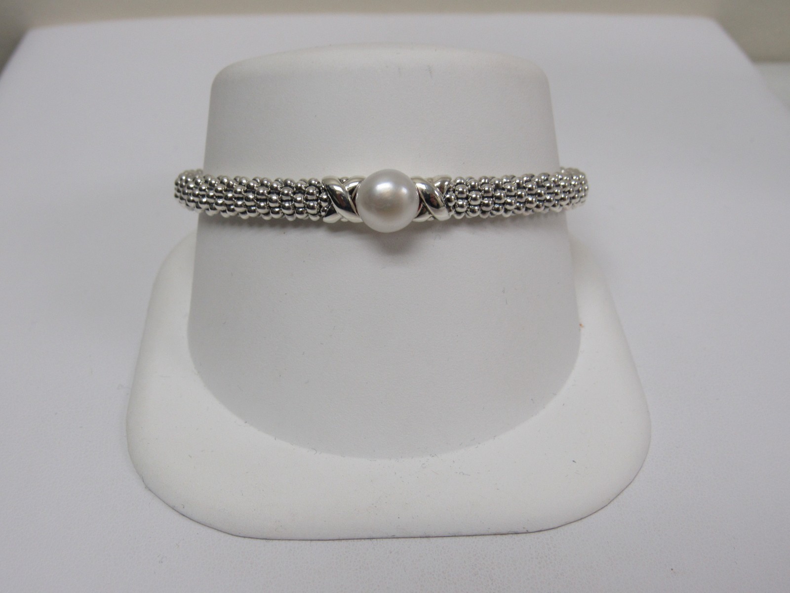 Designer LAGOS Sterling Silver 6mm Luna Pearl Caviar Rope Bracelet