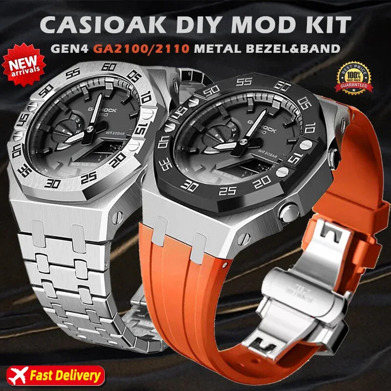 Dial Bezel Mod Kit Steel Case Strap for G-Shock GA-2100/2110 Refit Cover AP Band