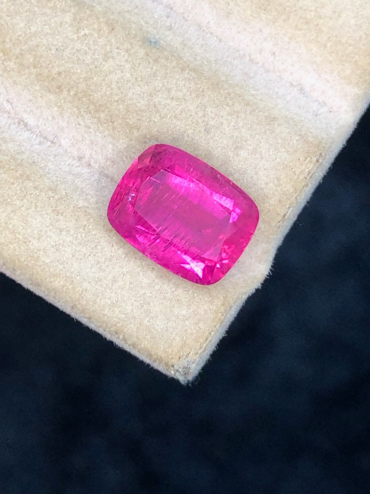 3.75 Cts Natural Hot Pink Color Rubellite In cushion shaped From Afghanistan