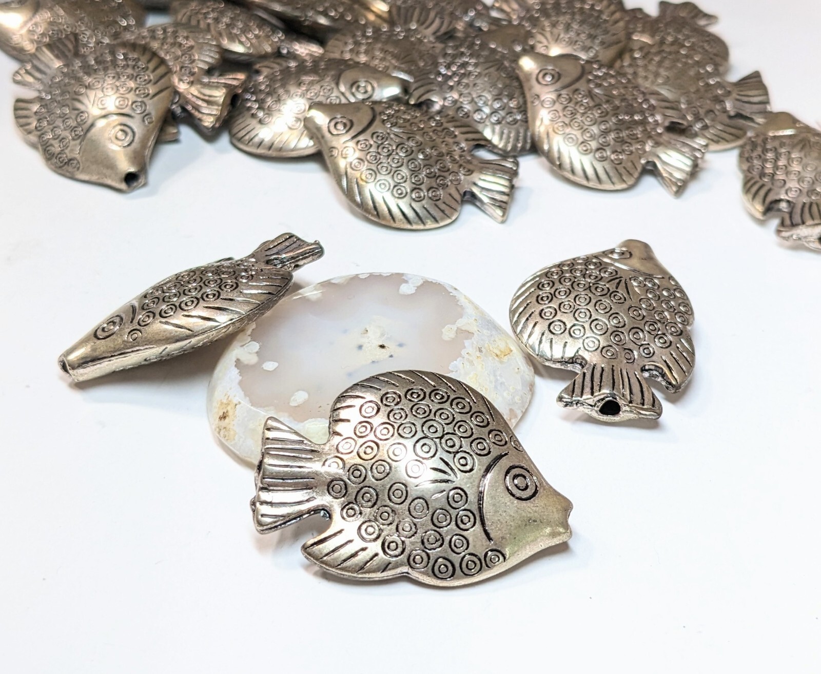 Fish Beads for Jewelry Making Antique Silver Mix size 33mm 50 pcs
