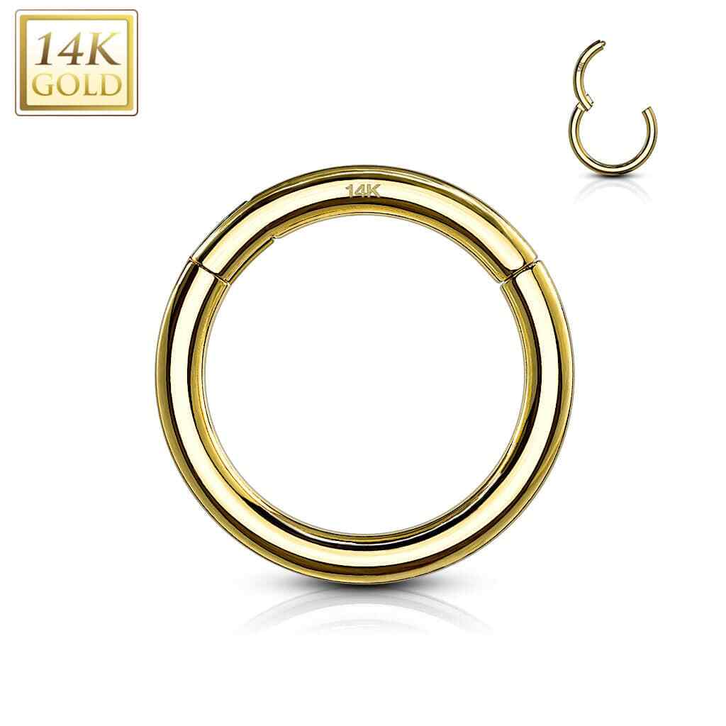 20G Gauge 14K REAL Solid Gold Hinged Segment Septum Body Hoop Nose Ring Earrings