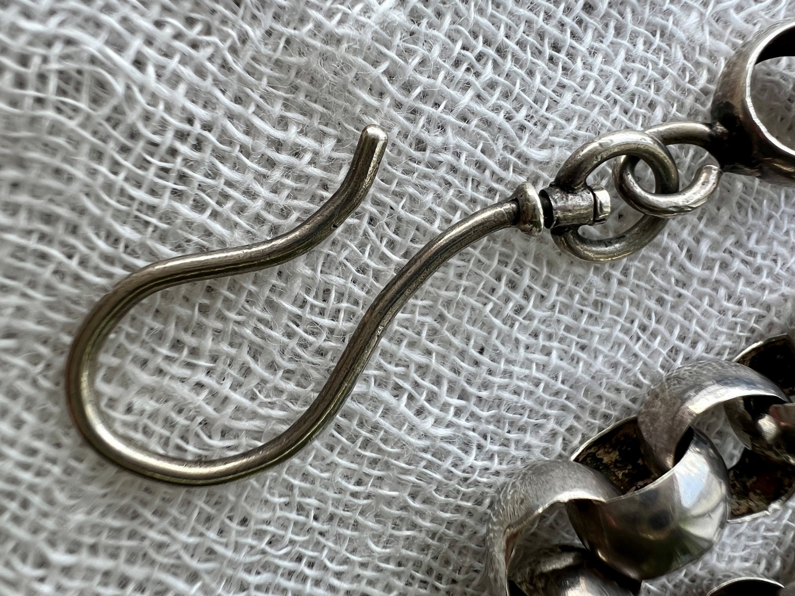 Antique Swedish Sterling Silver Belcher Watch Chain Shepherd Hook 13.5″