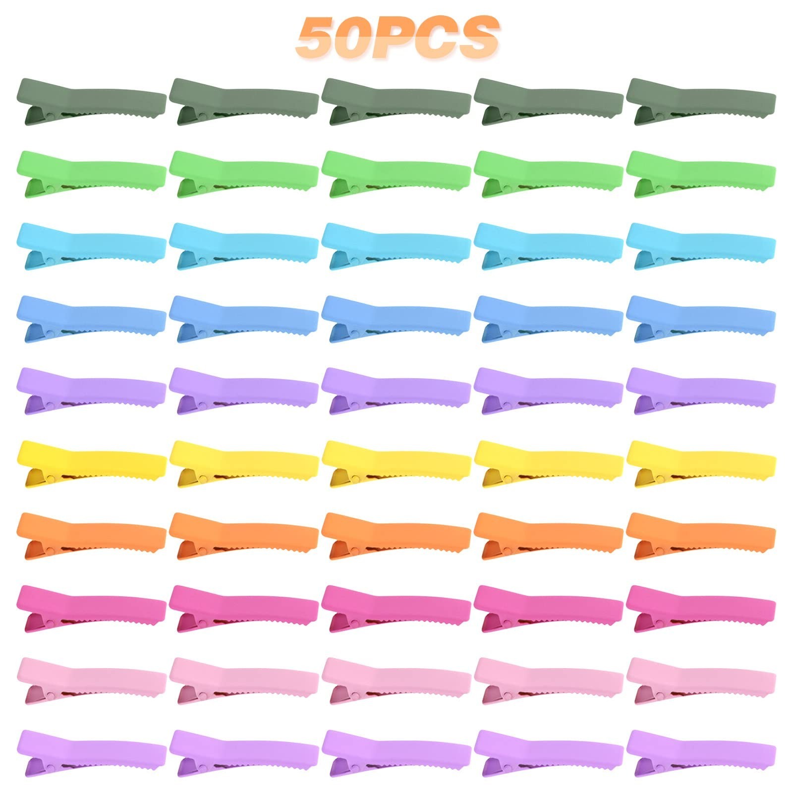 50pcs Colorful Alligator Duckbill Hair Clips Alloy Double Prong Curl Clips Se…