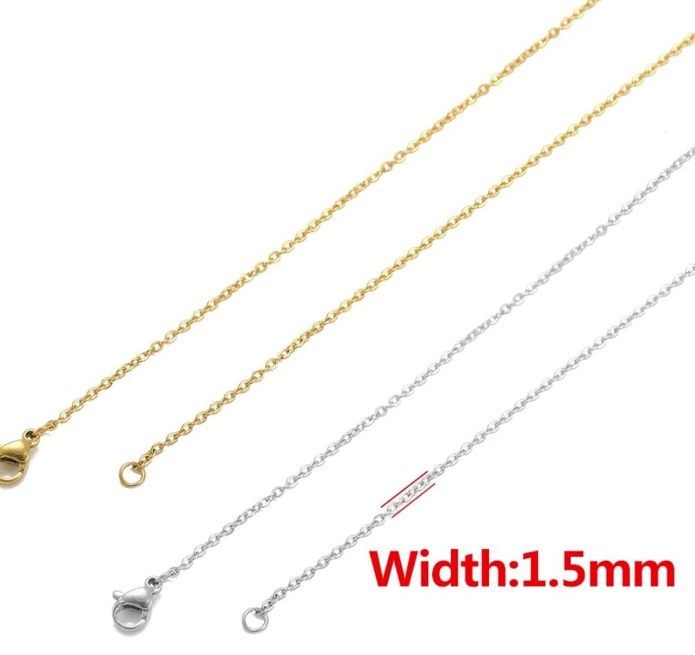 SilverColor Stainless Steel 45 cm(17.7 Inch) , 1.5 mm Oval Link Neck Chain