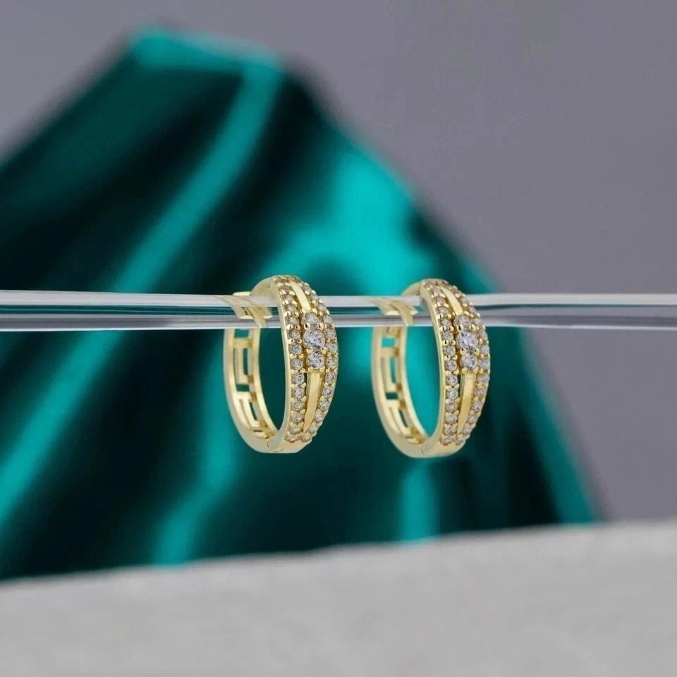Sparkle Engagement Hoop Earrings Round Cut Simulated Diamond 925 Starling Silver