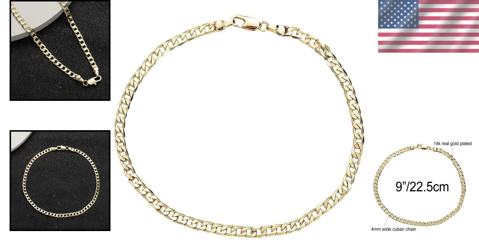 Durable 14K Gold Cuban Link Ankle Bracelet – Perfect Gift for Any Occasion