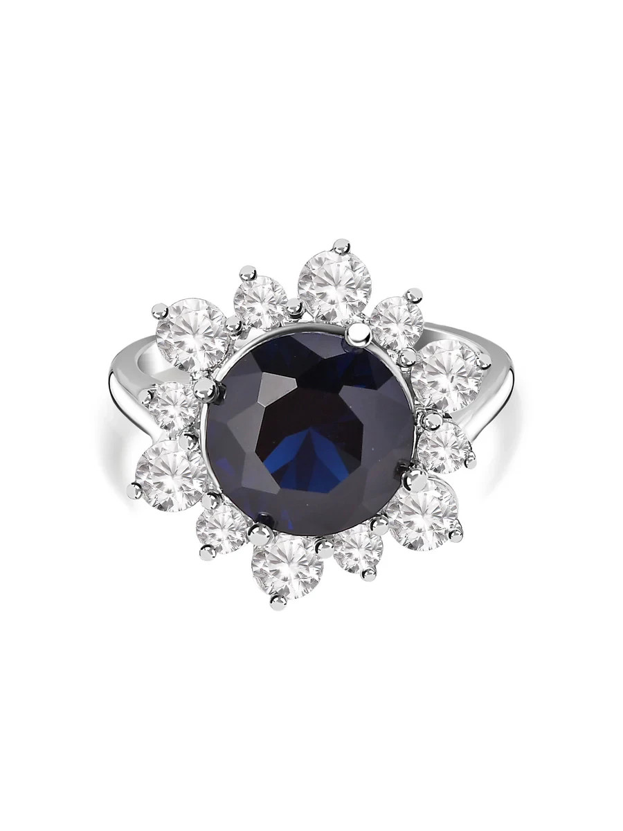 3.00 Ct Round Cut Natural Sapphire & Diamond Wedding Ring 14K White Gold Size 6