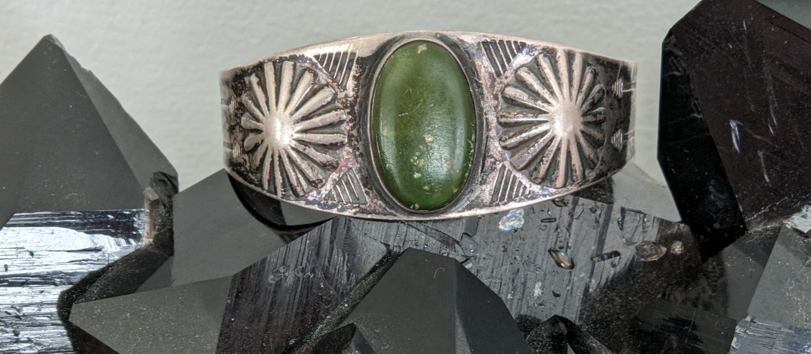 Fred Harvey Era Navajo Stamped Silver Cuff Bracelet