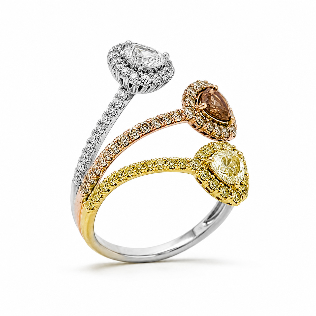 4.83ct GIA Fancy Yellow Orange Brown Diamond Ring 18K Tri-Gold | Heart Diamond H