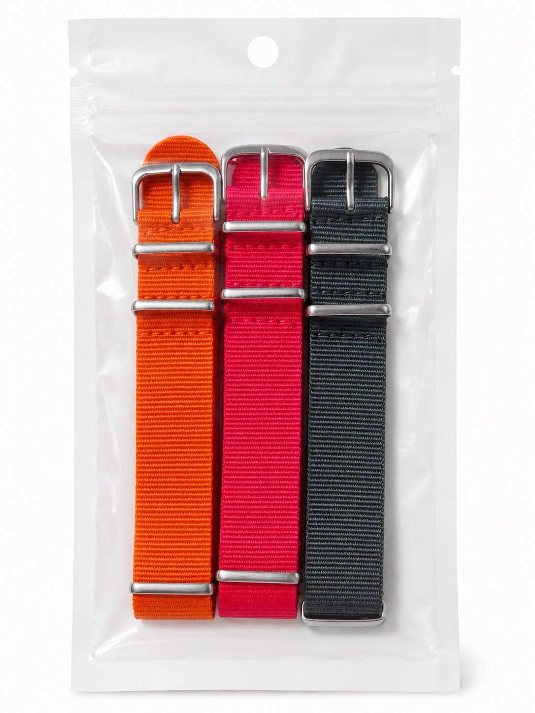 3 Pack NATO Nylon Watch Bands Olive Orange Black Replacement Straps Stainless