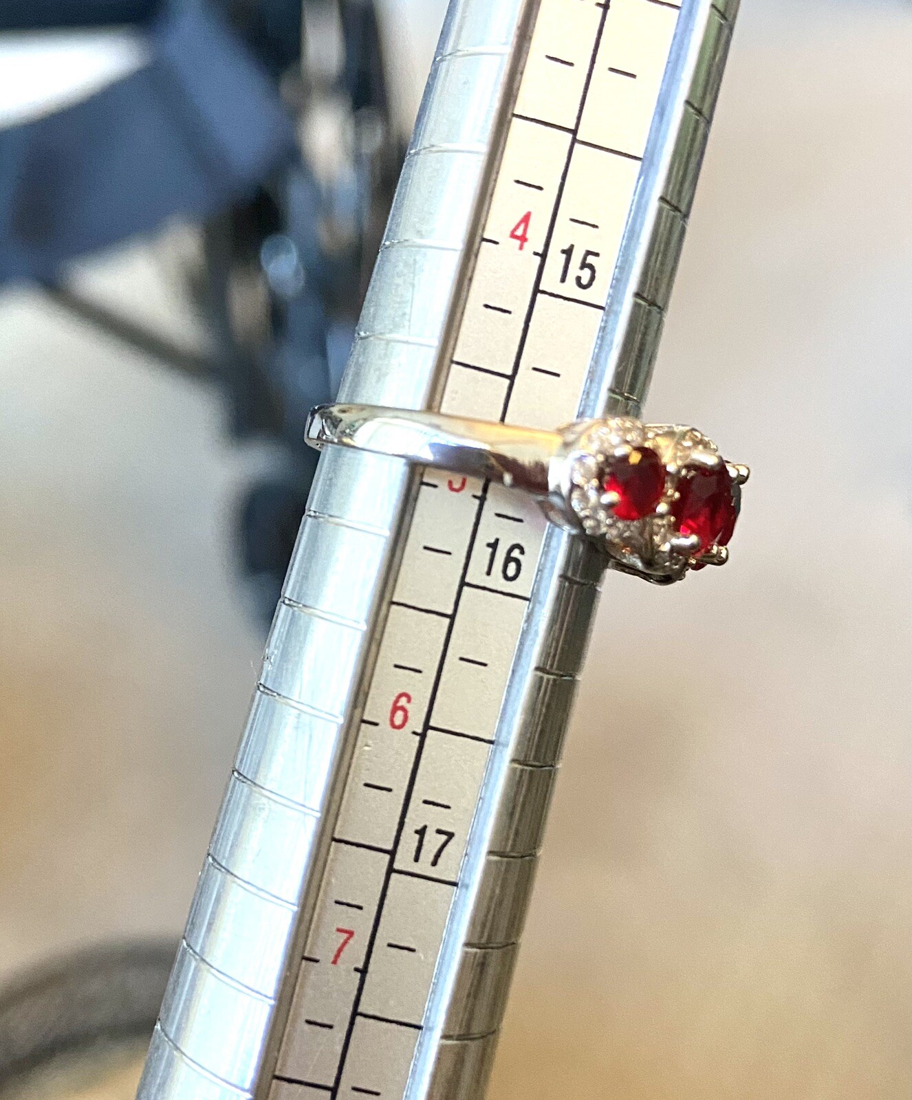Fuzion Creations .925 Sterling Red & Clear Cubic Zirconia Ring Sz 5 $135 ❤️
