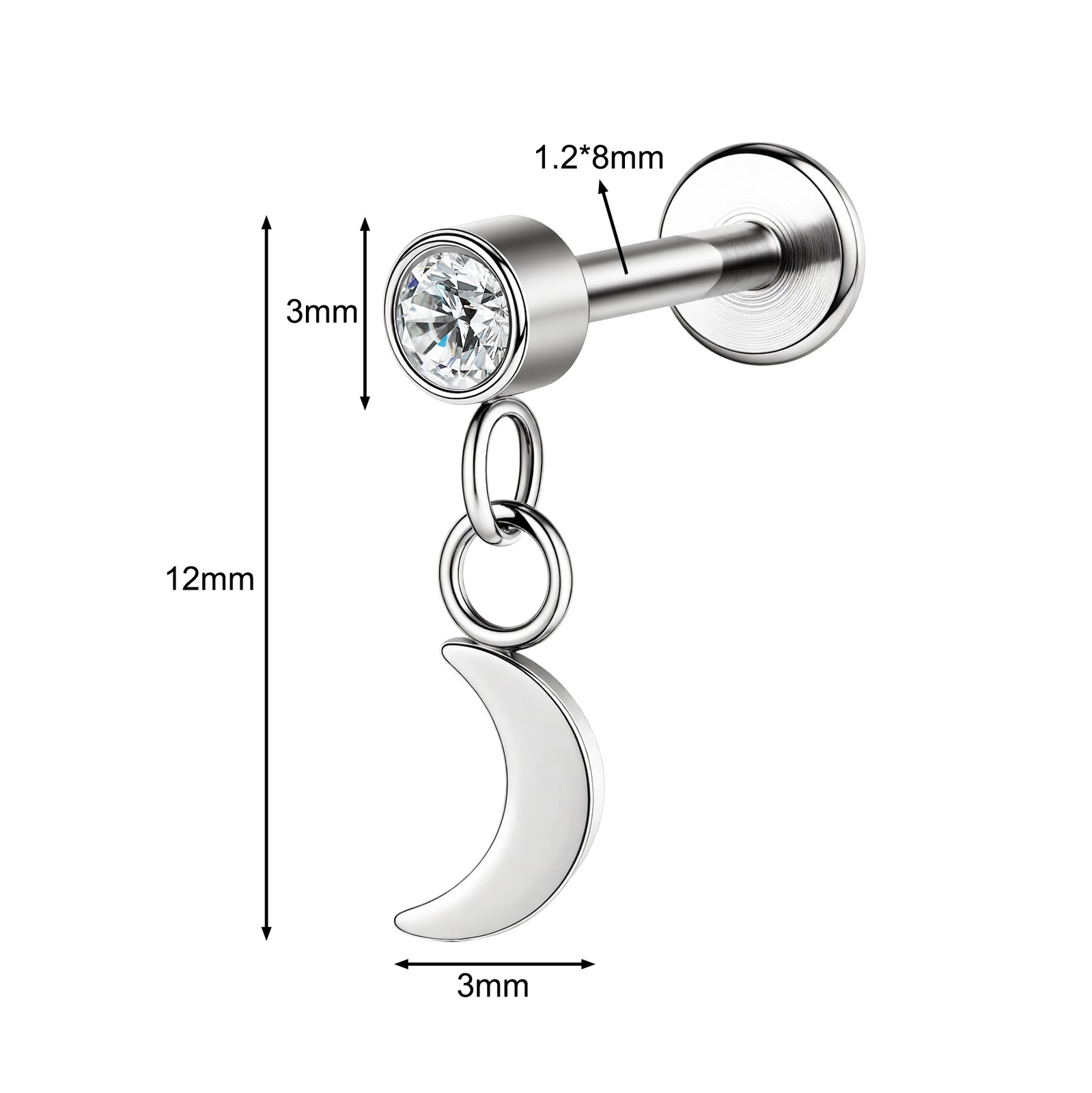 16g G23 Titanium Steel Dangle Labret Lip Stud Tragus Helix Piercing Jewelry