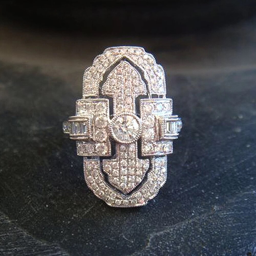 Authentic Vintage Style Ring 925 Silver Plated 2 CT CZ Valentine Gifts Band