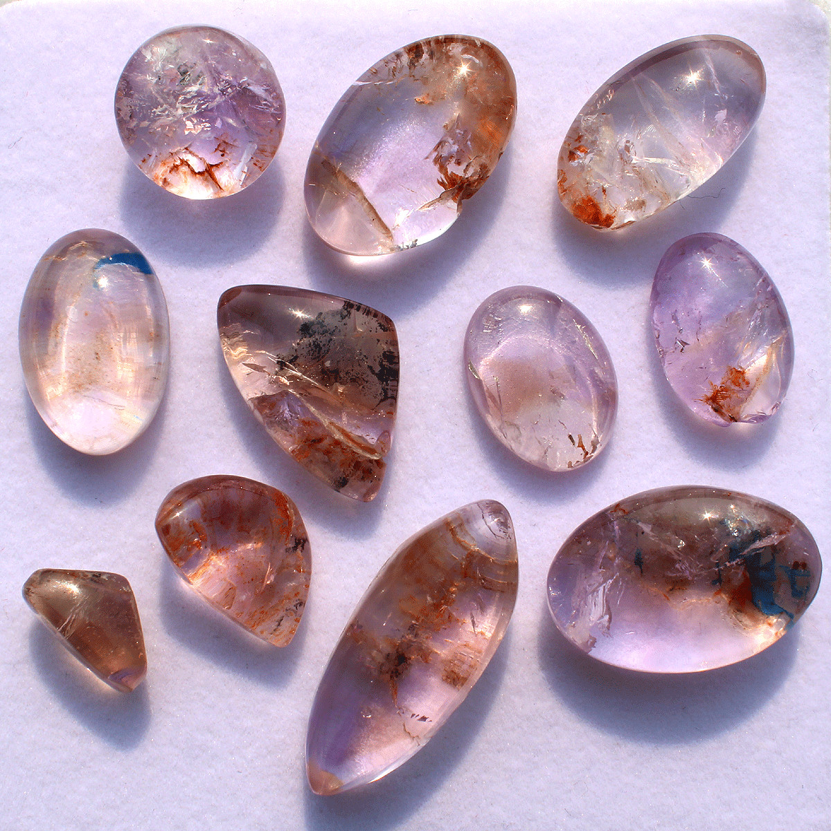 11 Pcs Natural Amethyst Quartz With Matrix 14.1mm-31.8mm Cabochon Gemstones Lot