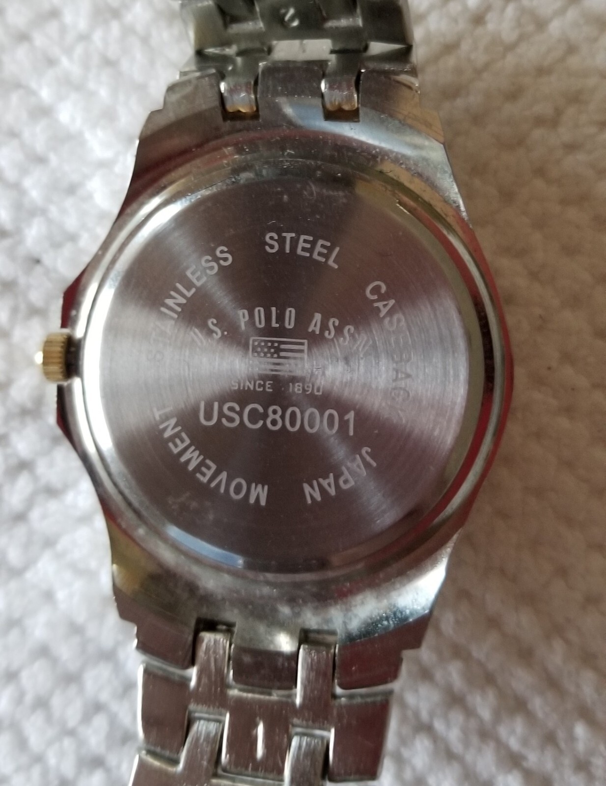 U.S. Polo Assn. Two Tone Date Watch USC80001 Silver Dial Link Band 7.5″ New Batt