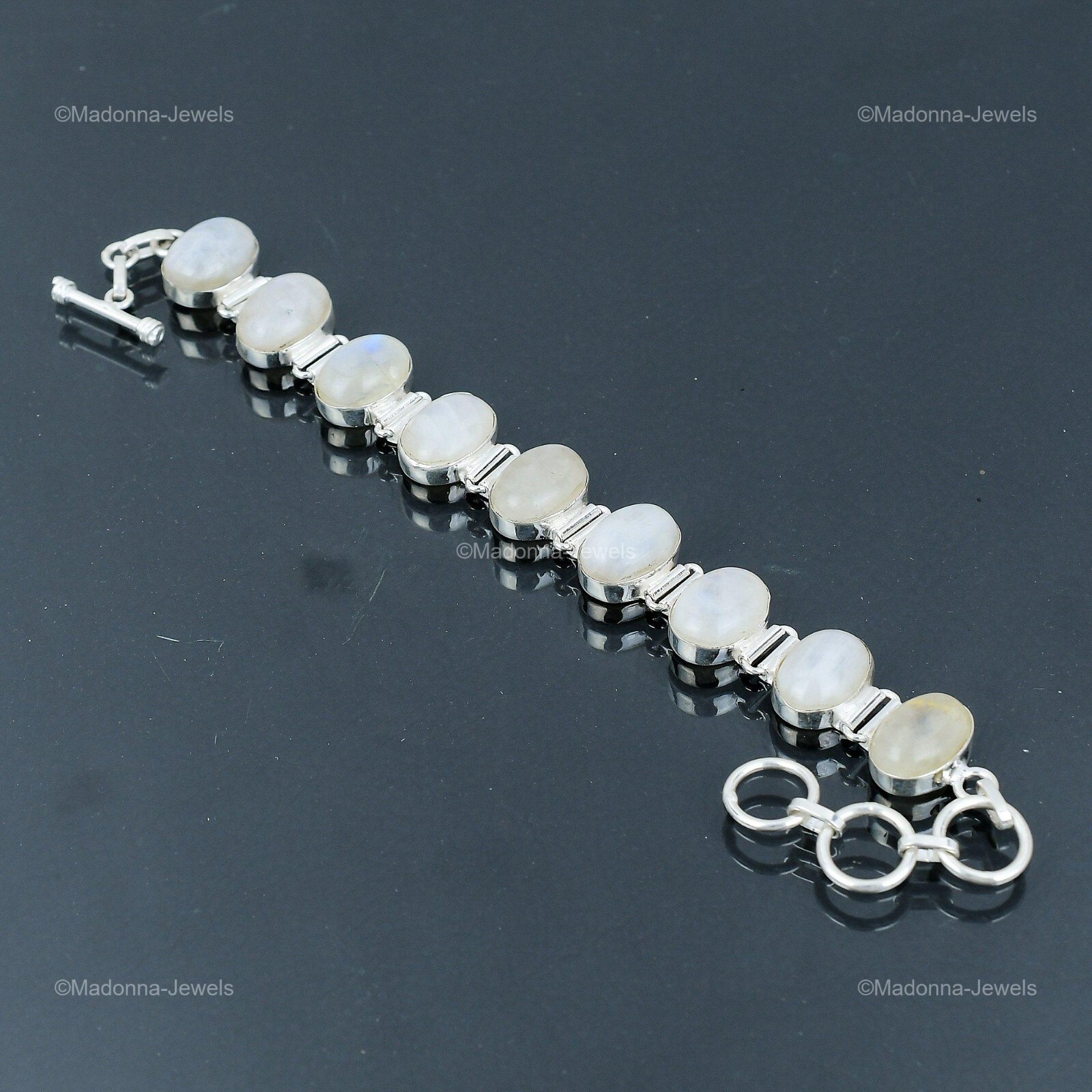 Easter Deal Rainbow Moonstone Stone 925 Silver Sister Chain New Bracelet Jewelry