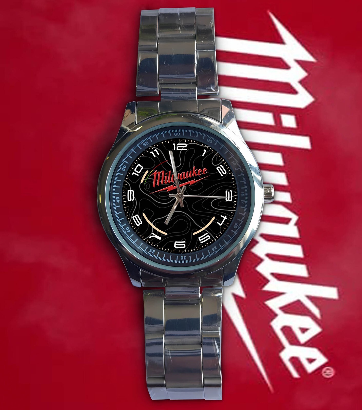 NEW ITEM! Milwaukee Power Tools Red Black Stainless Steel Wristwatch Collection!